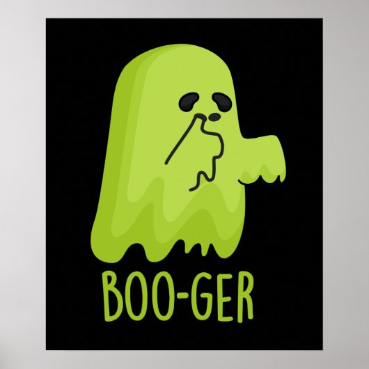 Boo-ger Grappig Halloween Booger Ghost Pun Dark BG Poster (Voorkant)