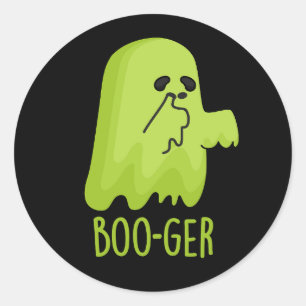 Boo-ger Grappig Halloween Booger Ghost Pun Dark BG Ronde Sticker
