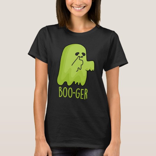 Boo-ger Grappig Halloween Booger Ghost Pun Dark BG T-shirt (Voorkant)