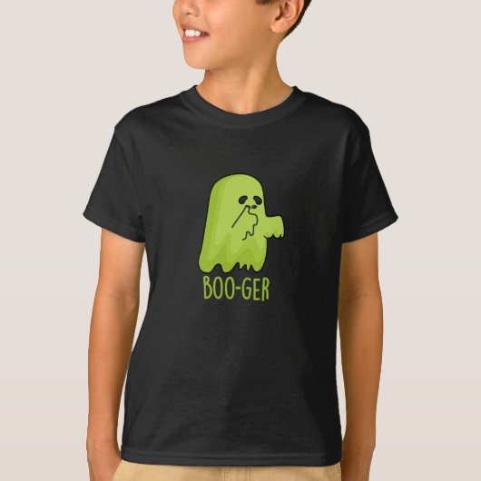 Boo-ger Grappig Halloween Booger Ghost Pun Dark BG T-shirt (Voorkant)