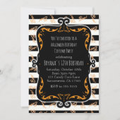 Boo Gestreepte Zwart & Sinaasappel grillige Hallow Kaart (Voorkant)