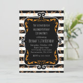 Boo Gestreepte Zwart & Sinaasappel grillige Hallow Kaart (Staand voorkant)