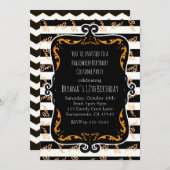 Boo Gestreepte Zwart & Sinaasappel grillige Hallow Kaart (Voorkant / Achterkant)