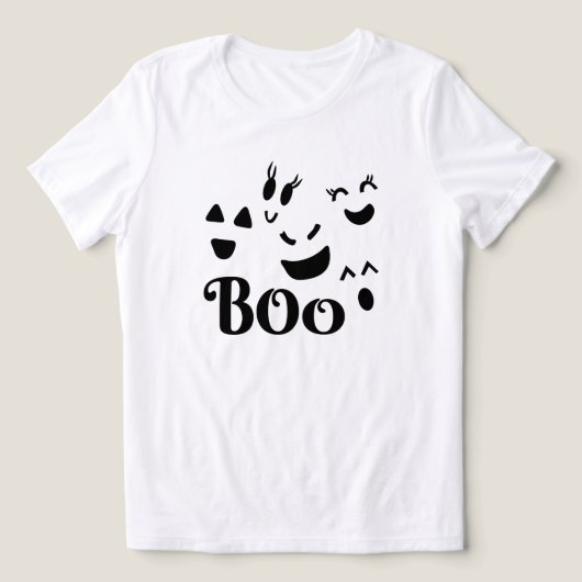 Boo Gezicht Halloween Tri-Blend Shirt (Design voorkant)