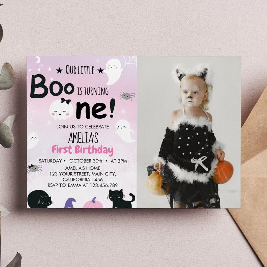 Boo Ghost 1e Verjaardag uitnodiging