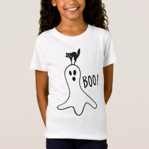 Boo Ghost Black Cat Halloween T-shirt