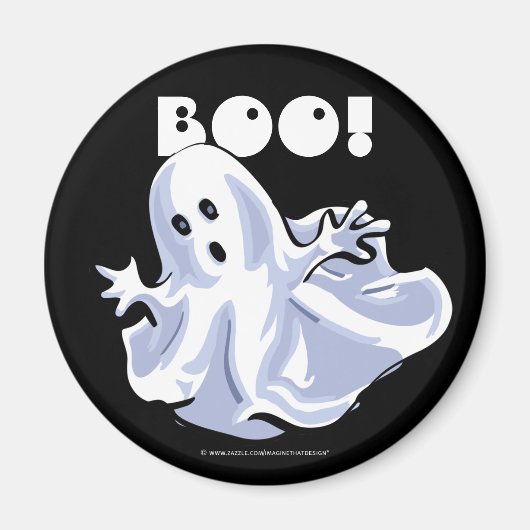 BOO! Ghost Cartoon Magnet (Voorkant)