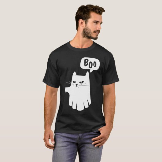 Boo Ghost Cat Afkeuring Halloween 202 T-shirt (Voorkant volledig)