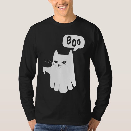 Boo Ghost Cat Disapprove Disapproval Halloween 202 T-shirt (Voorkant)