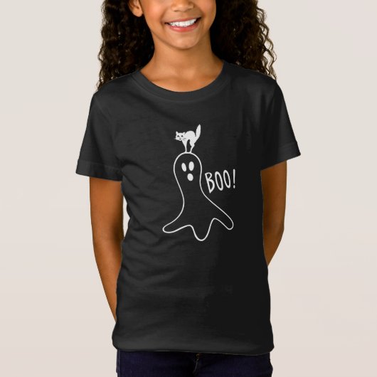 Boo Ghost Cat Halloween T-shirt (Voorkant)