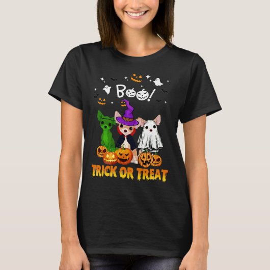 Boo Ghost Chihuahua Trick or treat Halloween T-shirt (Voorkant)