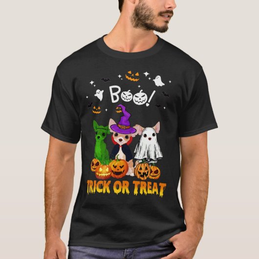 Boo Ghost Chihuahua Trick or treat Halloween T-shirt (Voorkant)