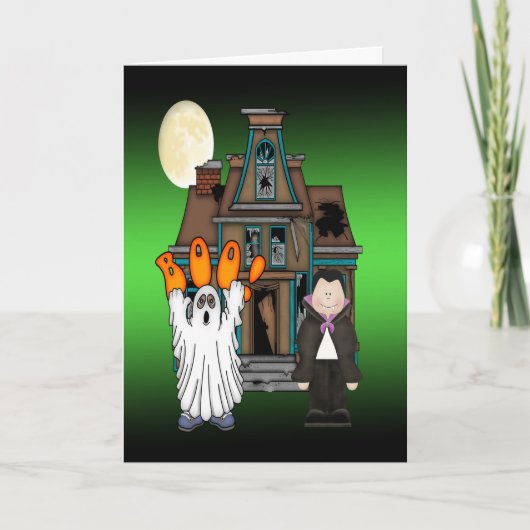 Boo Ghost Dracula Halloween Wenskaarten Kaart (Voorkant)