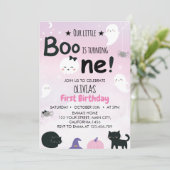 Boo Ghost Eerste Verjaardagsfeestje Kaart (Staand voorkant)
