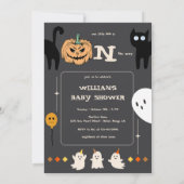 BOO Ghost en Black Cat Photo Baby shower Kaart (Achterkant)