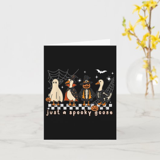 Boo Ghost Goose Halloween Spooky Goose Herfst Skel Kaart (Gele Bloem)