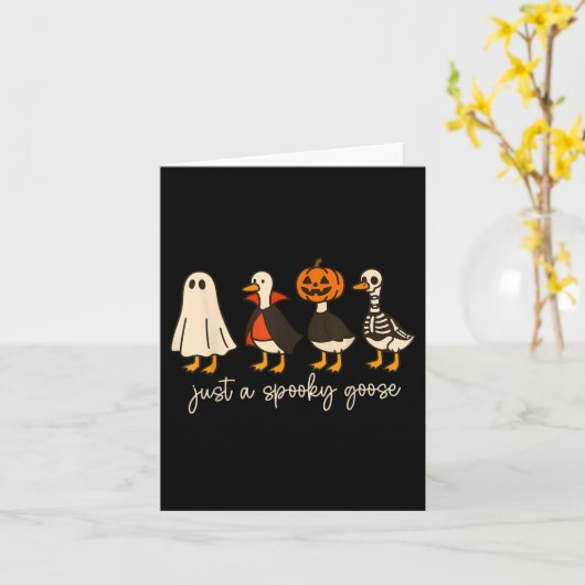 Boo Ghost Goose Halloween Spooky Goose Herfst Skel Kaart (Gele Bloem)