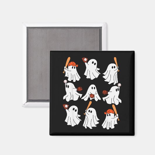 Boo Ghost Halloween Baseball Happy Halloween Baseb Magneet (Voorkant / Achterkant)