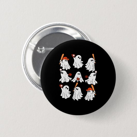 Boo Ghost Halloween Baseball Happy Halloween Baseb Ronde Button 5,7 Cm (Voorkant /achterkant)
