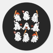 Boo Ghost Halloween Baseball Happy Halloween Baseb Ronde Sticker (Voorkant)