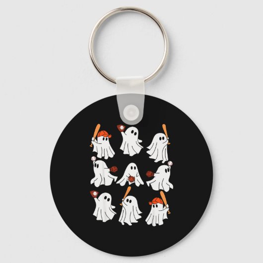 Boo Ghost Halloween Baseball Happy Halloween Baseb Sleutelhanger (Voorkant)