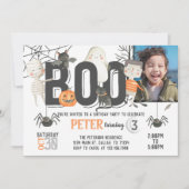 Boo Ghost Halloween Birthday Party Invitation Kaart (Voorkant)