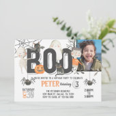 Boo Ghost Halloween Birthday Party Invitation Kaart (Staand voorkant)