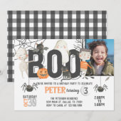 Boo Ghost Halloween Birthday Party Invitation Kaart (Voorkant / Achterkant)