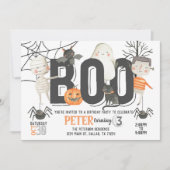 Boo Ghost Halloween Birthday Party Invitation Kaart (Voorkant)
