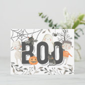 Boo Ghost Halloween Birthday Party Invitation Kaart (Staand voorkant)