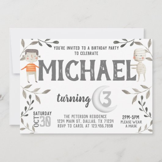 Boo Ghost Halloween Birthday Party Invitation Kaart (Achterkant)