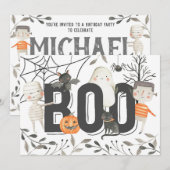 Boo Ghost Halloween Birthday Party Invitation Kaart (Voorkant / Achterkant)