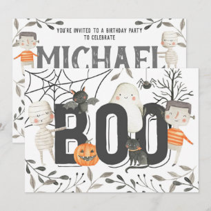 Boo Ghost Halloween Birthday Party Invitation Kaart