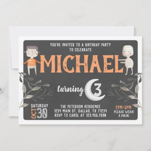 Boo Ghost Halloween Birthday Party Invitation Kaart (Achterkant)