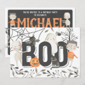 Boo Ghost Halloween Birthday Party Invitation Kaart (Voorkant / Achterkant)