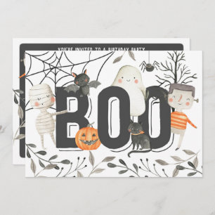 Boo Ghost Halloween Birthday Party Invitation Kaart