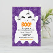 Boo Ghost Halloween Costume Party Purple Kaart (Staand voorkant)
