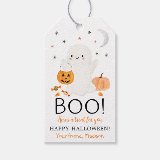 BOO Ghost Halloween Favor Treat Cadeaulabel (Voorkant)