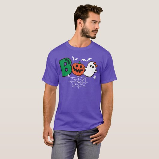 Boo Ghost Halloween kostuum enge pompoen truc of T-shirt (Voorkant volledig)