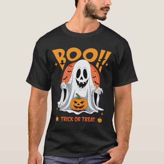 Boo! Ghost Halloween Trick or Treat T-shirt (Voorkant)