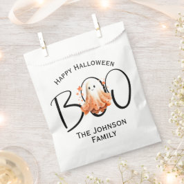 Boo Ghost Halloween Wit Zwart Modern Familienaam Bedankzakje