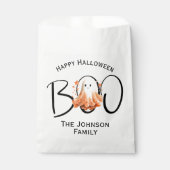 Boo Ghost Halloween Wit Zwart Modern Familienaam Bedankzakje (Voorkant)