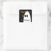 Boo Ghost Happy Halloween Vierkante Sticker (Tas)
