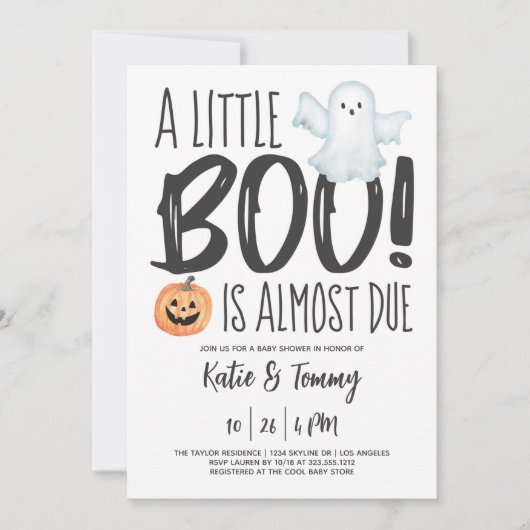 Boo Ghost Jack O'Lantern Halloween Baby shower Kaart (Voorkant)