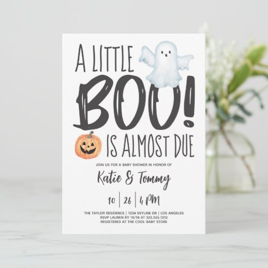 Boo Ghost Jack O'Lantern Halloween Baby shower Kaart (Staand voorkant)