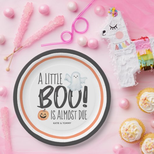 Boo Ghost Jack O'Lantern Halloween Baby shower Papieren Bordje (Feest)