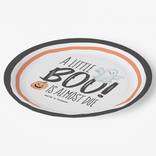 Boo Ghost Jack O'Lantern Halloween Baby shower Papieren Bordje (Gekanteld)