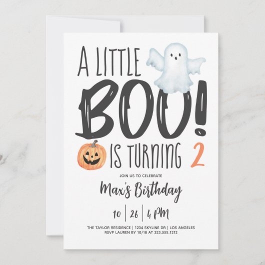 Boo Ghost Jack O'Lantern Halloween Birthday Kaart (Voorkant)