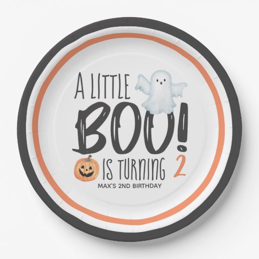 Boo Ghost Jack O'Lantern Halloween Kids Birthday Papieren Bordje (Voorkant)