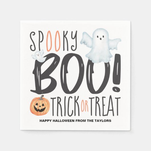 Boo Ghost Jack O'Lantern Halloween Servet (Voorkant)